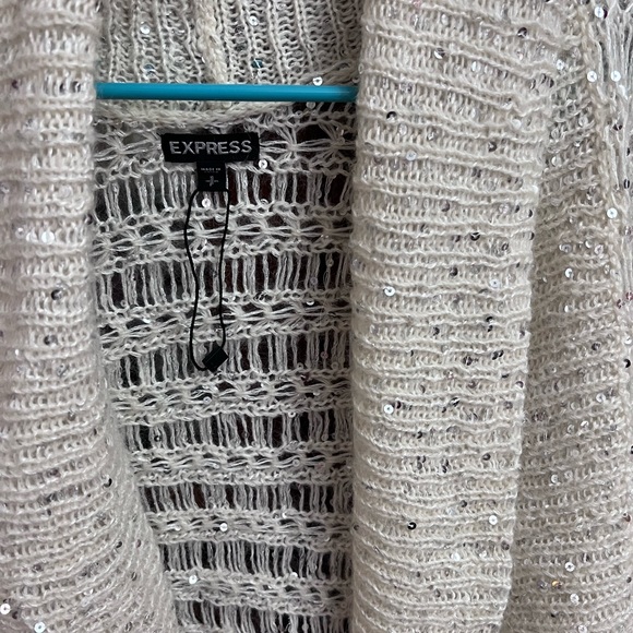 NWOT EXPRESS white sequin cardigan size small - Picture 5 of 5